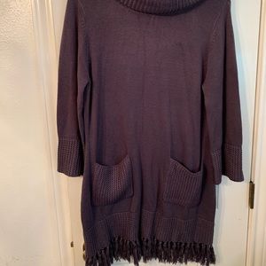 Soft Surroundings Cowl Neck Fringe Dress